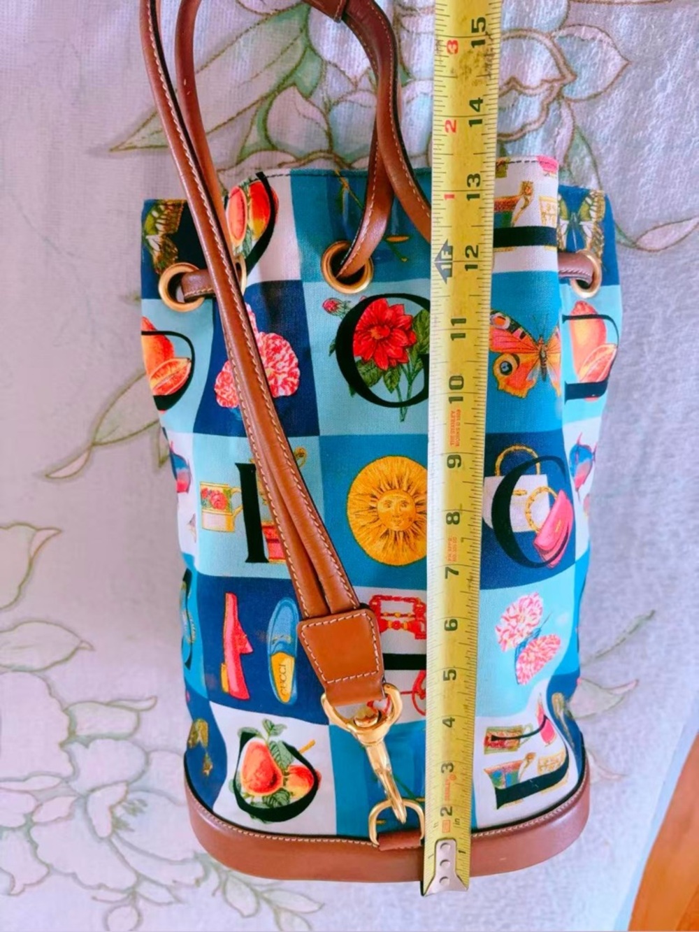 Vintage Gucci Shimo Leather Canvas Backpack All-Over Pattern RARE Vintage 1980s - Picture 8 of 15